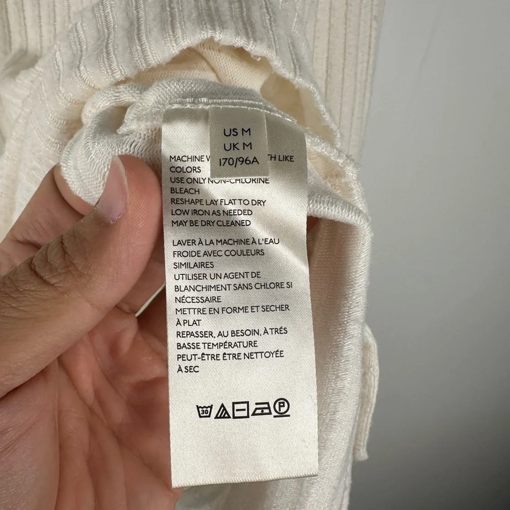 Anthropologie Vanna Cowl Neck Ribbed Sweater‎ Ivory Long Sleeves Women’s Sz M